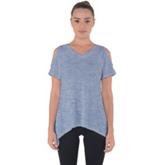 Faded Denim Blue Texture Cut Out Side Drop Tee by SpinnyChairDesigns