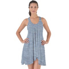 Faded Denim Blue Texture Show Some Back Chiffon Dress by SpinnyChairDesigns