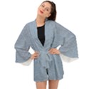 Faded Denim Blue Texture Long Sleeve Kimono View1