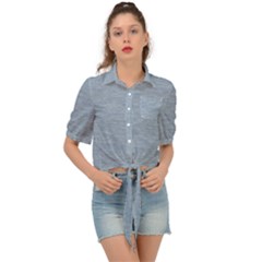 Faded Denim Blue Texture Tie Front Shirt  by SpinnyChairDesigns