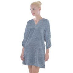 Faded Denim Blue Texture Open Neck Shift Dress by SpinnyChairDesigns