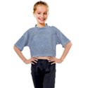 Faded Denim Blue Texture Kids Mock Neck Tee View1