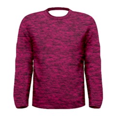 Fuschia Pink Texture Men s Long Sleeve Tee by SpinnyChairDesigns