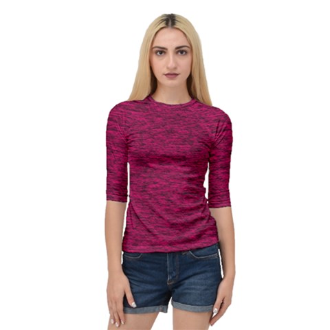 Fuschia Pink Texture Quarter Sleeve Raglan Tee by SpinnyChairDesigns