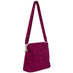 Fuschia Pink Texture Zipper Messenger Bag by SpinnyChairDesigns