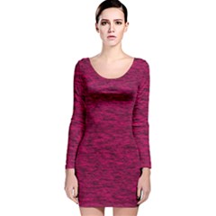 Fuschia Pink Texture Long Sleeve Velvet Bodycon Dress by SpinnyChairDesigns