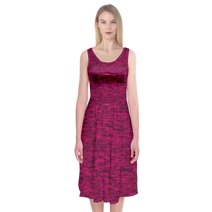 Fuschia Pink Texture Midi Sleeveless Dress