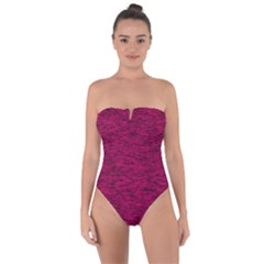 Fuschia Pink Texture Tie Back One Piece Swimsuit by SpinnyChairDesigns