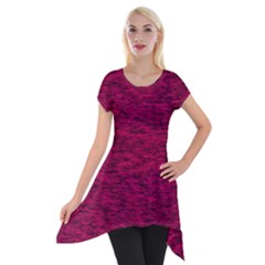 Fuschia Pink Texture Short Sleeve Side Drop Tunic by SpinnyChairDesigns