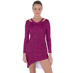 Fuschia Pink Texture Asymmetric Cut-out Shift Dress by SpinnyChairDesigns