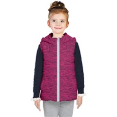 Fuschia Pink Texture Kids  Hooded Puffer Vest by SpinnyChairDesigns