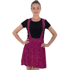 Fuschia Pink Texture Velvet Suspender Skater Skirt by SpinnyChairDesigns