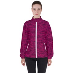 Fuschia Pink Texture Women s High Neck Windbreaker by SpinnyChairDesigns