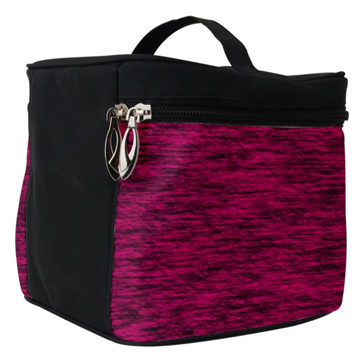 Fuschia Pink Texture Make Up Travel Bag (Small)