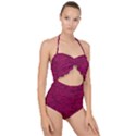 Fuschia Pink Texture Scallop Top Cut Out Swimsuit View1