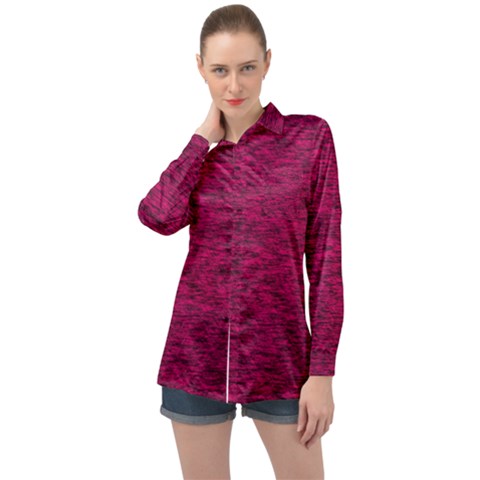 Fuschia Pink Texture Long Sleeve Satin Shirt by SpinnyChairDesigns