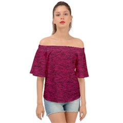 Fuschia Pink Texture Off Shoulder Short Sleeve Top by SpinnyChairDesigns