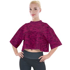 Fuschia Pink Texture Mock Neck Tee by SpinnyChairDesigns