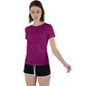 Fuschia Pink Texture Back Circle Cutout Sports Tee View1