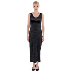 Black Color Texture Fitted Maxi Dress by SpinnyChairDesigns