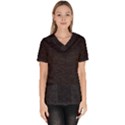 Black Color Texture Women s V-Neck Scrub Top View1