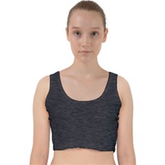 Black Color Texture Velvet Racer Back Crop Top by SpinnyChairDesigns