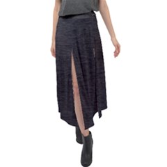 Black Color Texture Velour Split Maxi Skirt by SpinnyChairDesigns