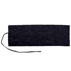 Black Color Texture Roll Up Canvas Pencil Holder (m) by SpinnyChairDesigns