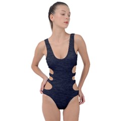 Black Color Texture Side Cut Out Swimsuit by SpinnyChairDesigns