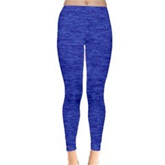 Cobalt Blue Color Texture Leggings  by SpinnyChairDesigns