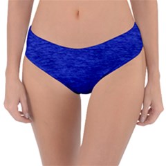 Cobalt Blue Color Texture Reversible Classic Bikini Bottoms by SpinnyChairDesigns