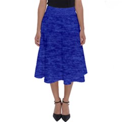 Cobalt Blue Color Texture Perfect Length Midi Skirt by SpinnyChairDesigns