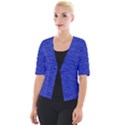 Cobalt Blue Color Texture Cropped Button Cardigan View1