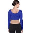 Cobalt Blue Color Texture Velvet Long Sleeve Crop Top View2