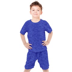 Cobalt Blue Color Texture Kids  Tee And Shorts Set by SpinnyChairDesigns