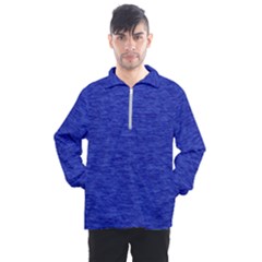 Cobalt Blue Color Texture Men s Half Zip Pullover by SpinnyChairDesigns