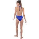 Cobalt Blue Color Texture Backless Halter One Piece Swimsuit View2