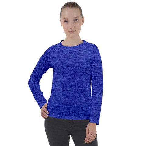 Cobalt Blue Color Texture Women s Long Sleeve Raglan Tee by SpinnyChairDesigns