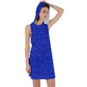 Cobalt Blue Color Texture Racer Back Hoodie Dress View1