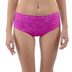 Neon Pink Color Texture Reversible Mid-waist Bikini Bottoms by SpinnyChairDesigns