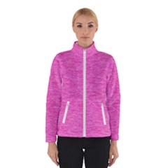 Neon Pink Color Texture Winter Jacket by SpinnyChairDesigns