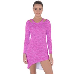 Neon Pink Color Texture Asymmetric Cut-out Shift Dress by SpinnyChairDesigns