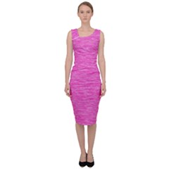 Neon Pink Color Texture Sleeveless Pencil Dress by SpinnyChairDesigns