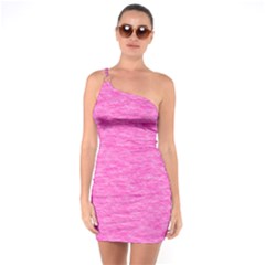 Neon Pink Color Texture One Soulder Bodycon Dress by SpinnyChairDesigns