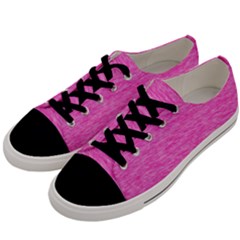 Neon Pink Color Texture Men s Low Top Canvas Sneakers by SpinnyChairDesigns