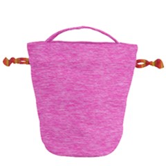 Neon Pink Color Texture Drawstring Bucket Bag by SpinnyChairDesigns