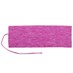 Neon Pink Color Texture Roll Up Canvas Pencil Holder (m) by SpinnyChairDesigns