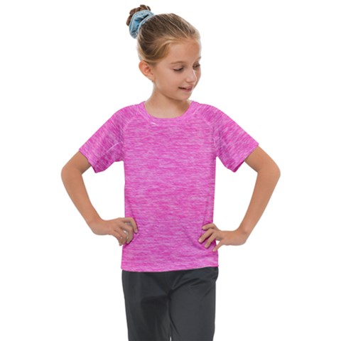 Neon Pink Color Texture Kids  Mesh Piece Tee by SpinnyChairDesigns