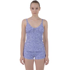 Light Purple Color Textured Tie Front Two Piece Tankini