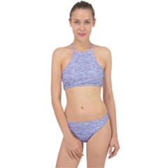 Light Purple Color Textured Racer Front Bikini Set by SpinnyChairDesigns